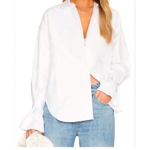 Good American Tabbed Poplin White Shirt‎ 1/2 NWT